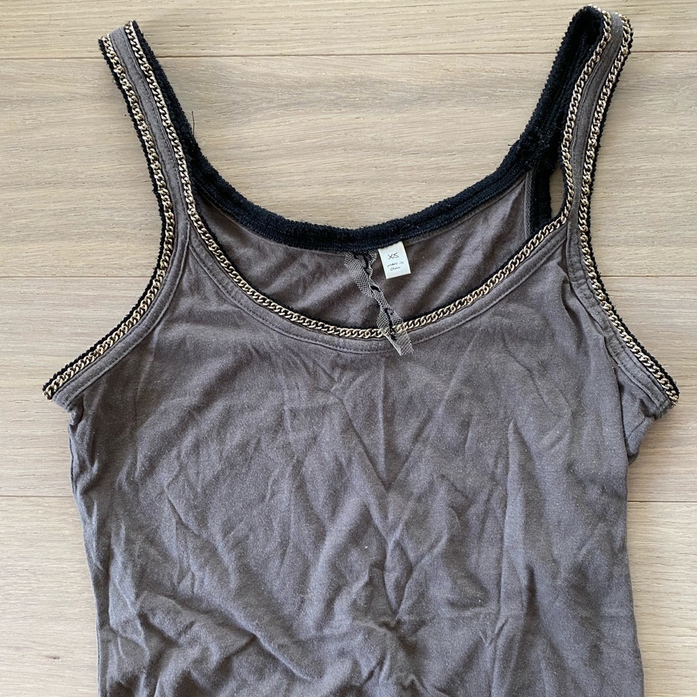 Tank top with gold chain trim